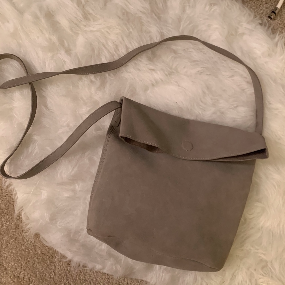 Grey Suede Old Navy Crossbody Bag